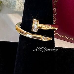 💎LUXURY GOLD PAVE RING, Nail Style, GOLD Plated, CZ Stones